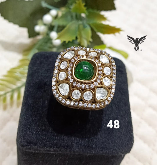 green polish mossanite ring in for women