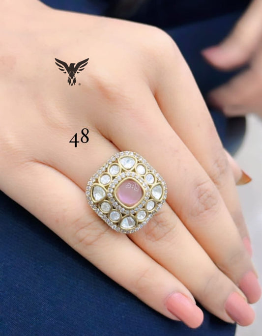 Pink polish mossanite ring in for women