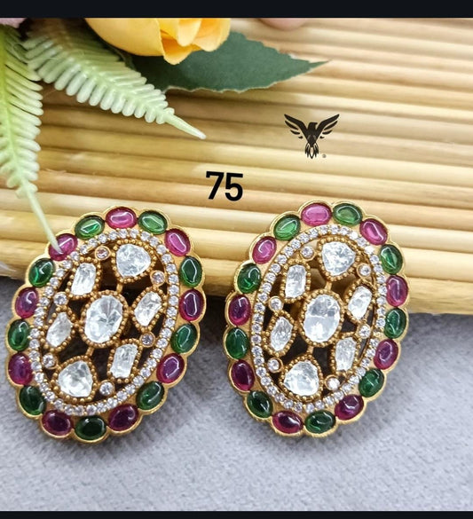 OWAL MOSSANITE STUDS IN MULTI FOR WOMEN