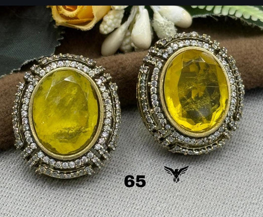 ROUND MOSSANITE STUDS IN HOT YELLOW FOR WOMEN