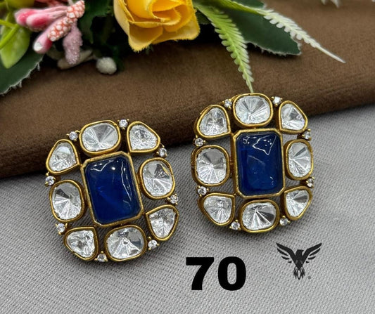 SQUARE MOSSANITE STUDS IN HOT BLUE FOR WOMEN