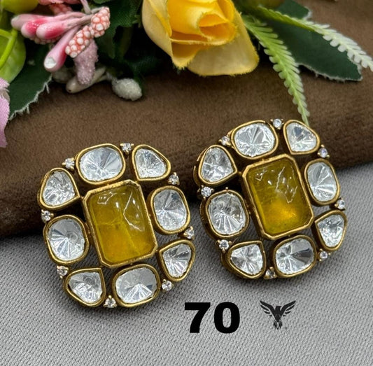 SQUARE MOSSANITE STUDS IN HOT YELLOW FOR WOMEN