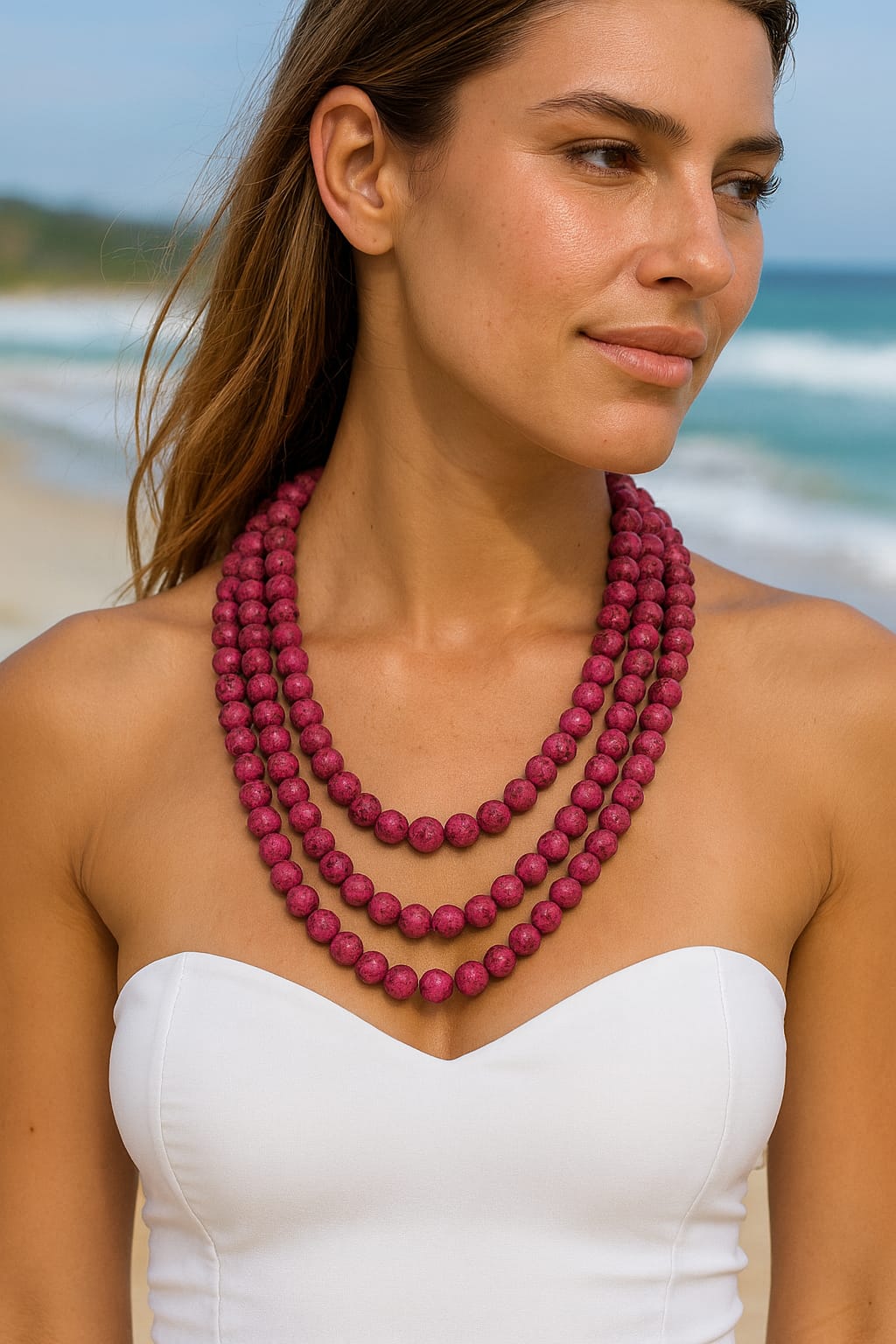 THREE LAYER RED ONYX BEADS MALA FOR WOMEN