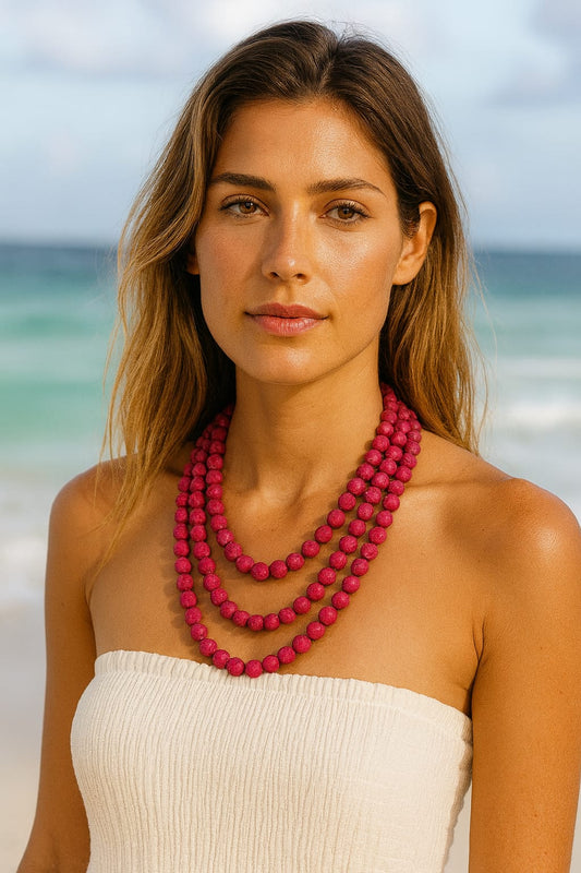 RED ONYX BEADS MALA FOR WOMEN