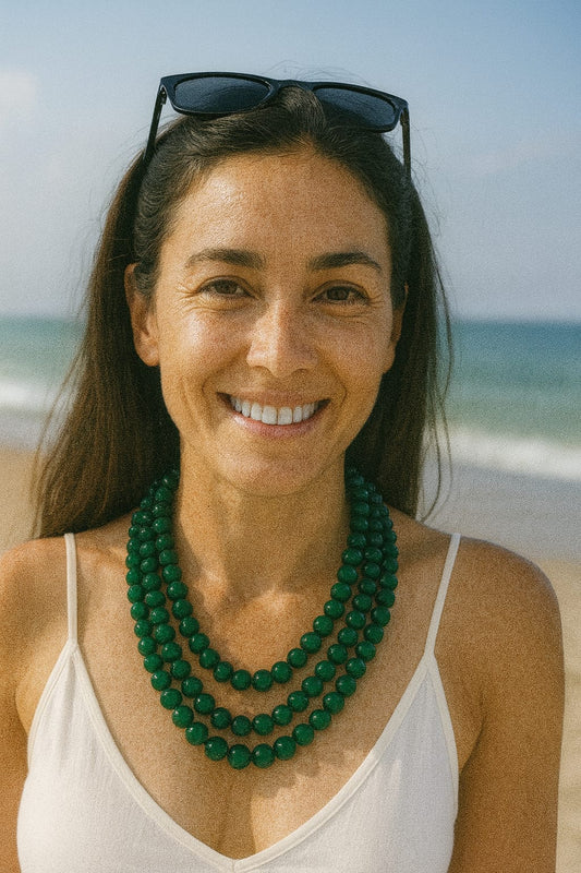 GREEN COLOUR THREE LAYER MALA FOR WOMEN