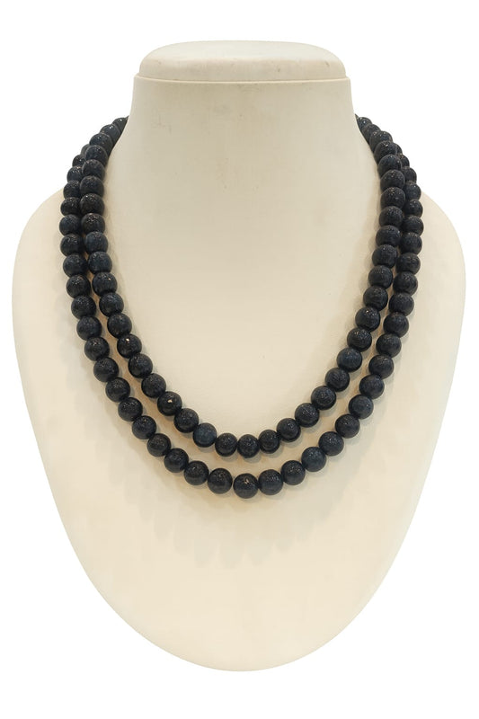 BLACK TWO LAYER ONYX BEADS MALA FOR WOMEN