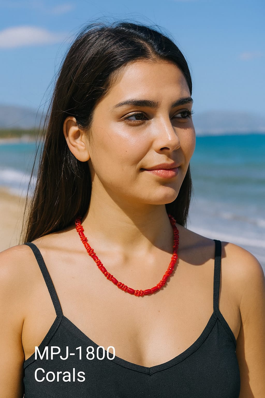 RED CORALS BEADS MALA FOR WOMEN
