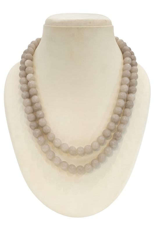 WHITE ONYX BEADS TWO LAYER MALA FOR WOMEN