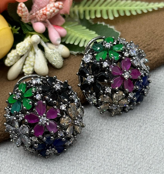 GORGEOUS MULTICOLOUR ROUND CZ STONE EARRING
