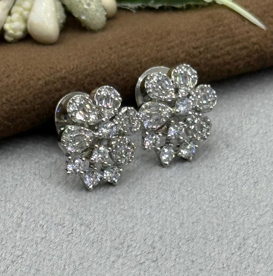 FLOWER SHAPE SILVER POLISH AD STONE