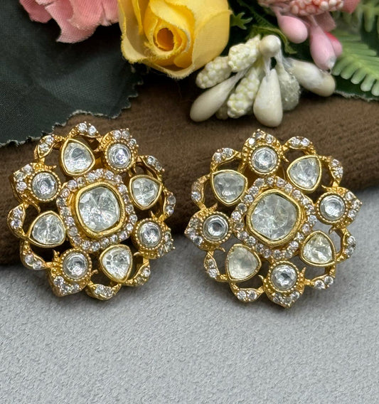 FLOWER ROUND TRADITIONAL KUNDAN EARRING