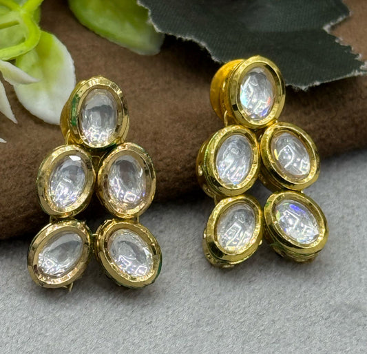 BEAUTIFUL GOLDEN KUNDAN STUDS FOR WOMEN