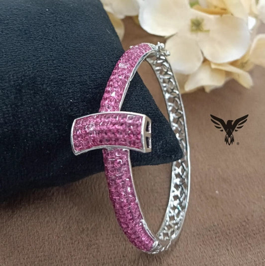 PINK COLOUR INVISIBLE SETTING BRACELET FOR WOMEN
