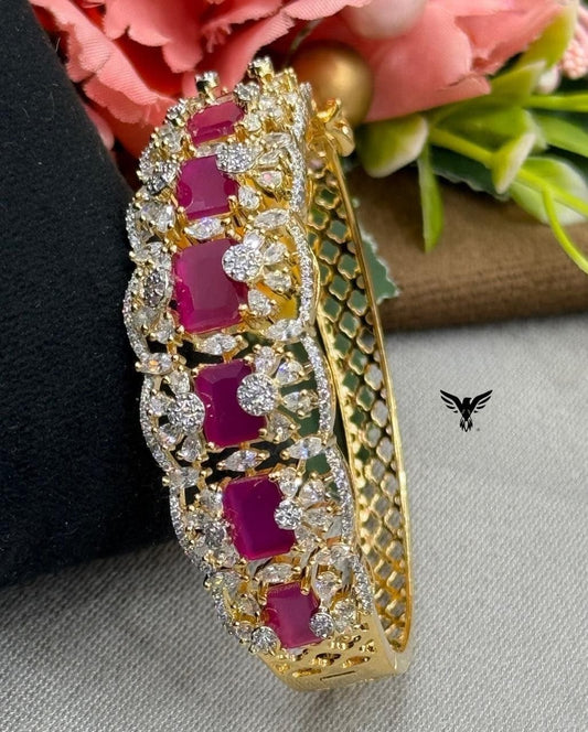 PINK AD DIAMOND WITH SILVER PLATE BRACELET FOR WOMEN