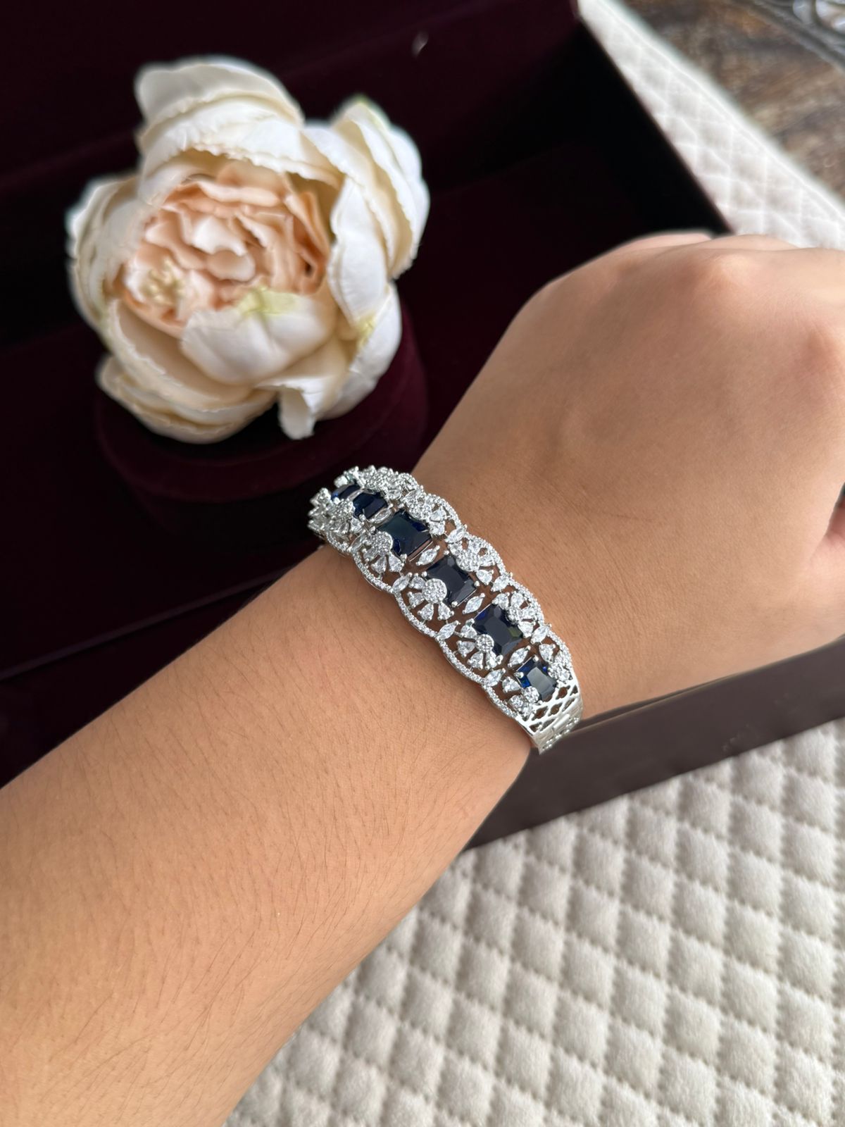 BLUE STONE AND BEAUTIFUL CZ STONE BRACELET FOR WOMEN