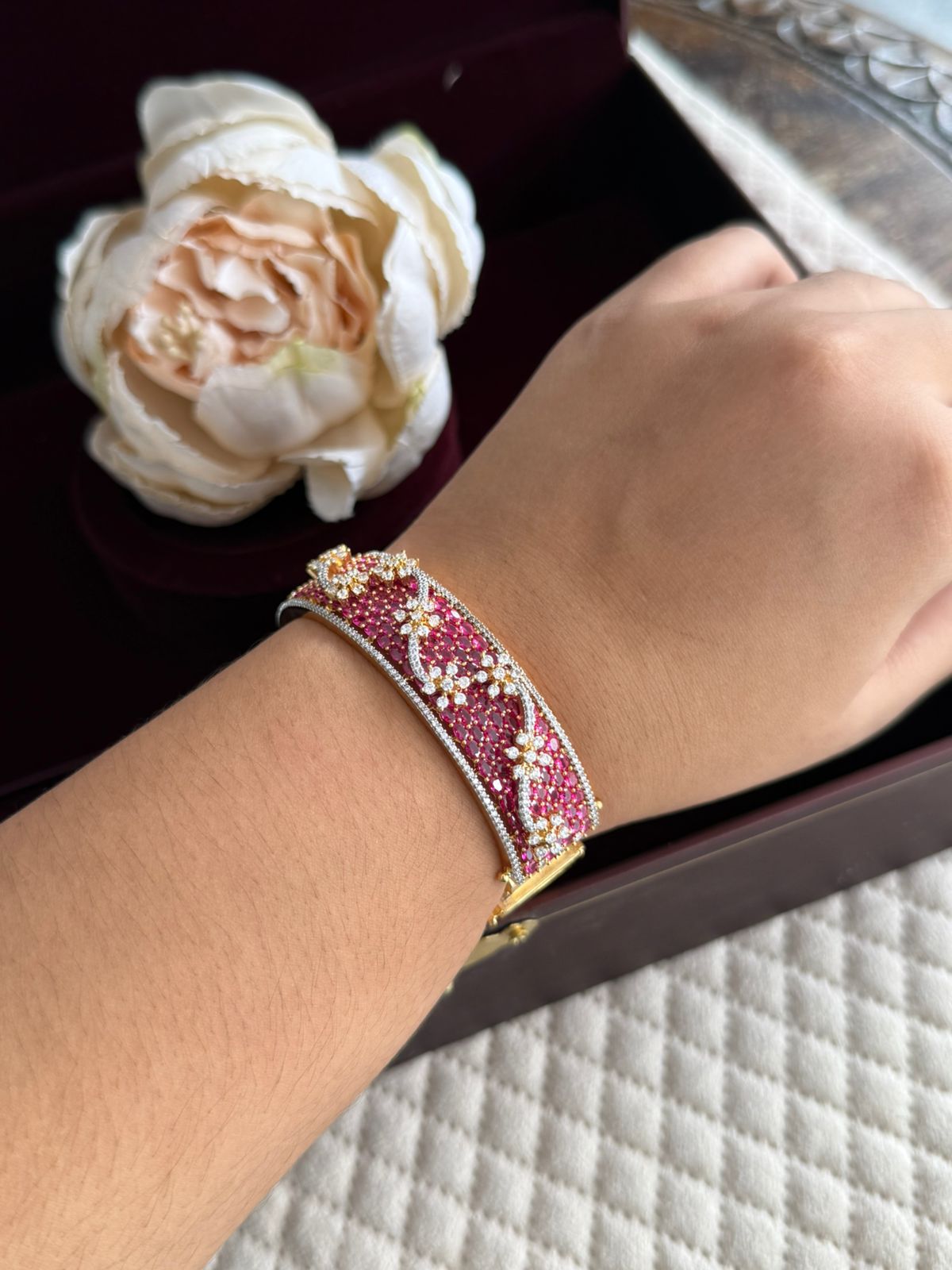 RED AMERICAN DIAMOND WITH CZ STONE BRACELET FOR WOMEN