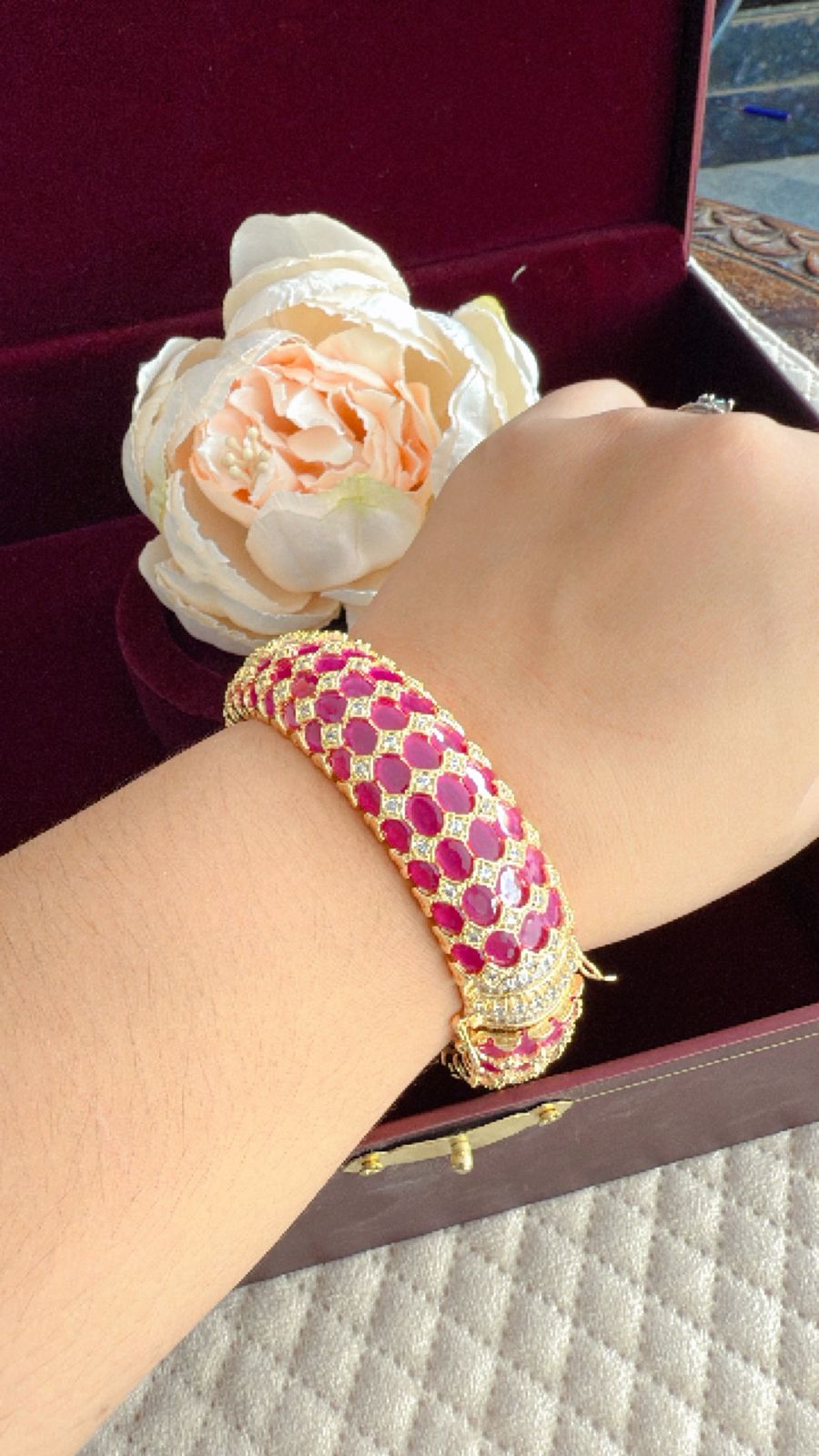 PINK COLOUR KADA FOR WOMAN GOLD PLATED