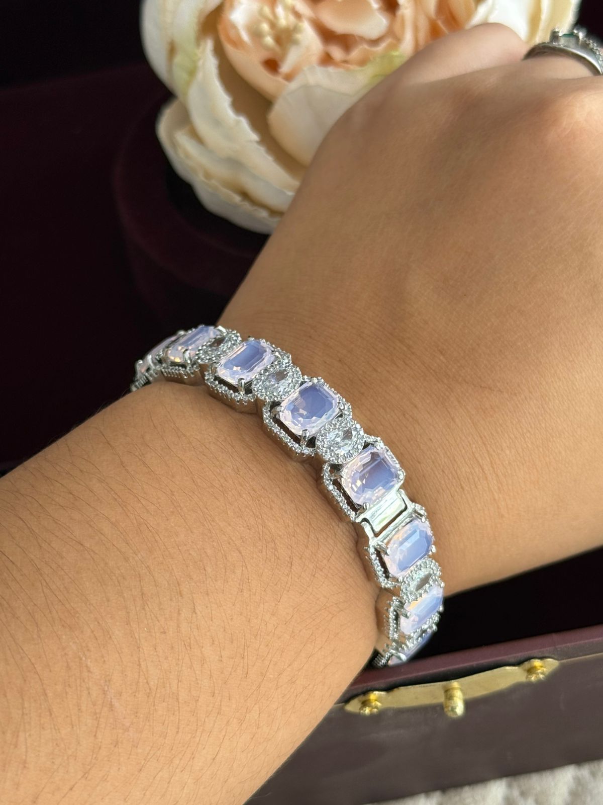 SWAROKI  SILVER POLISH IN  BLUE  BRACELET FOR WOMEN
