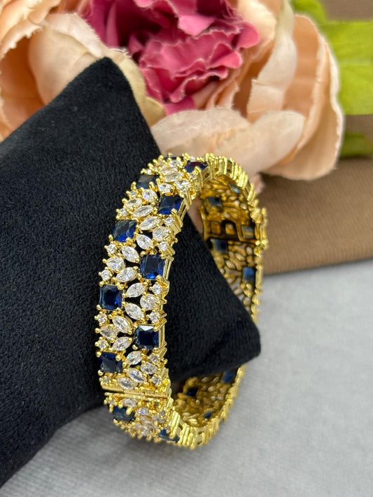GOLDEN PLATED WITH BLUE CZ STONE DIAMOND BRACELET