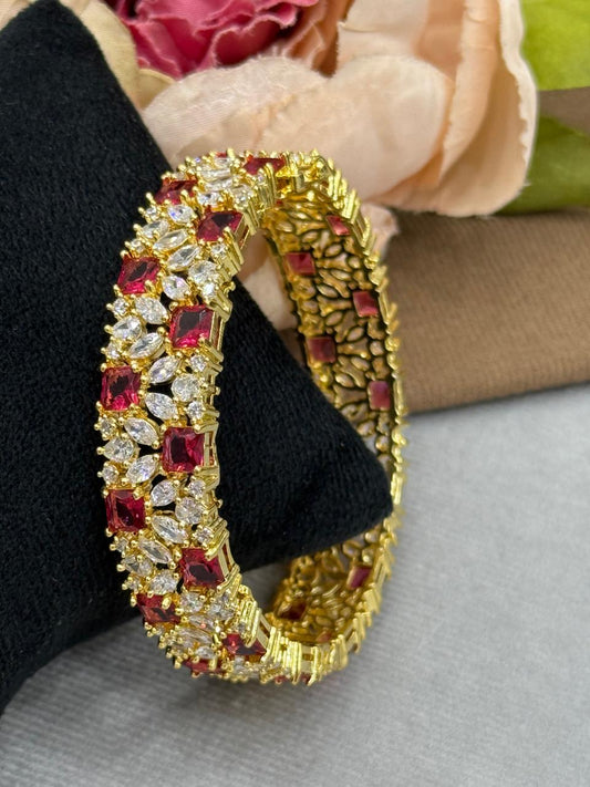 GOLDEN PLATED WITH  REDAND  CZ STONE DIAMOND BRACELET