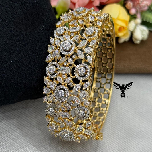 BROAD GOLDEN POLISH BRACELET WITH CZ