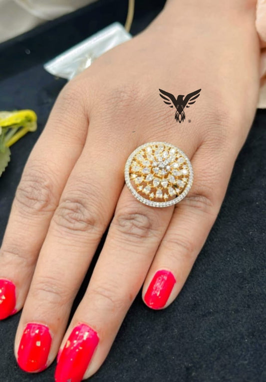 ROUND SHAPE WITH SILVER POLISH RING FOR WOMEN