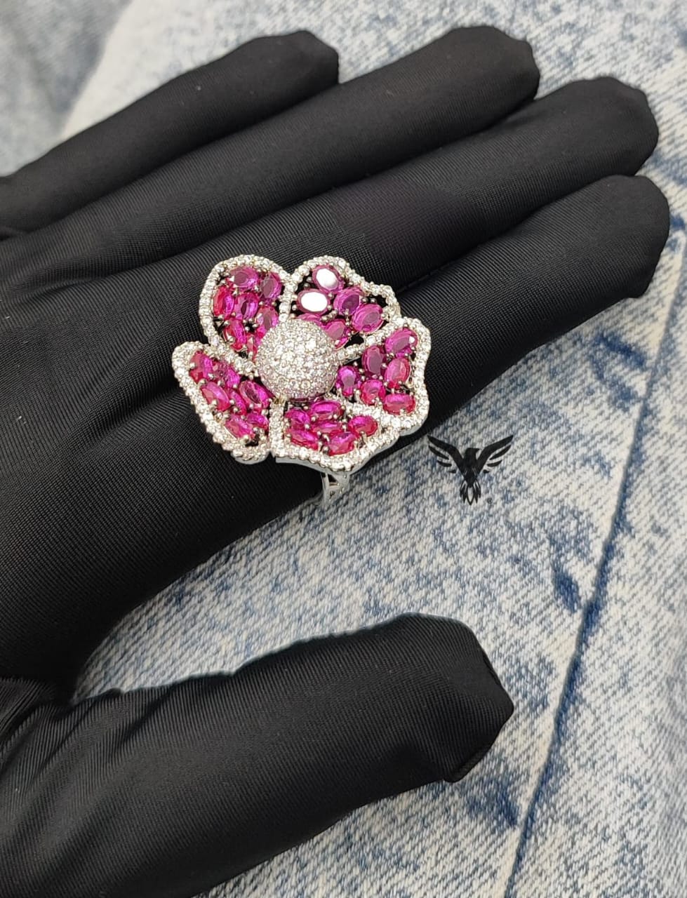 PINK FLOWER SHAPE ELEGANT RING FOR WOMEN