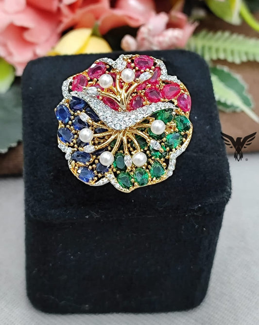 MULTICOLOUR CZ STONE CLASSIC RING