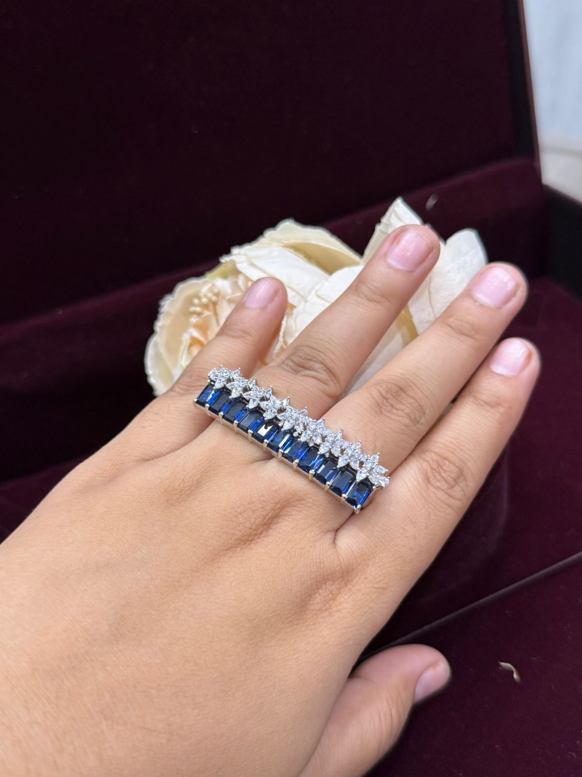 BEAUTIFUL TWO FINGER RING FOR WOMAN WITH CZ STONE
