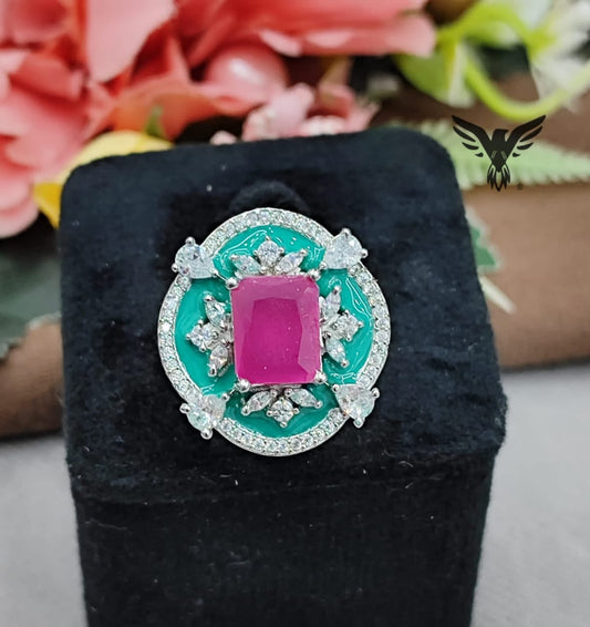 UNIQUE BLUE CZ STONE RING FOR WOMEN