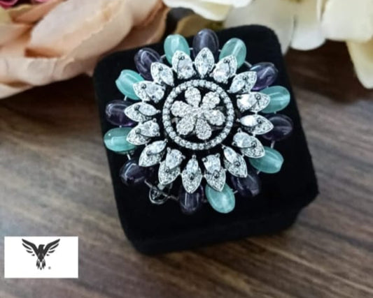 MULTI COLOUR  CZ STONE DIAMOND RING FOR WOMAN