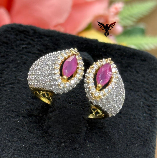 UNIQUE SHAPE WITH GOLDEN POLISH PINK STONE RING