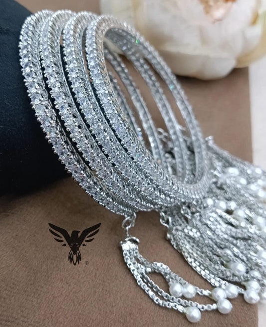 SILVER POLISH JHOOMAR BANGLES FOR WOMEN
