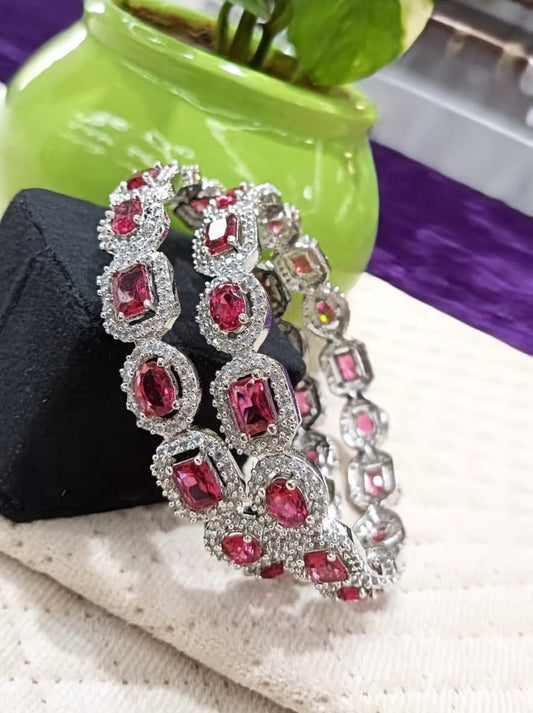 STYLISH AD BANGLES WITH PINK STONE