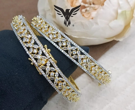 FLOWER BANGLES WITH GOLDEN POLISH FOR WOMEN
