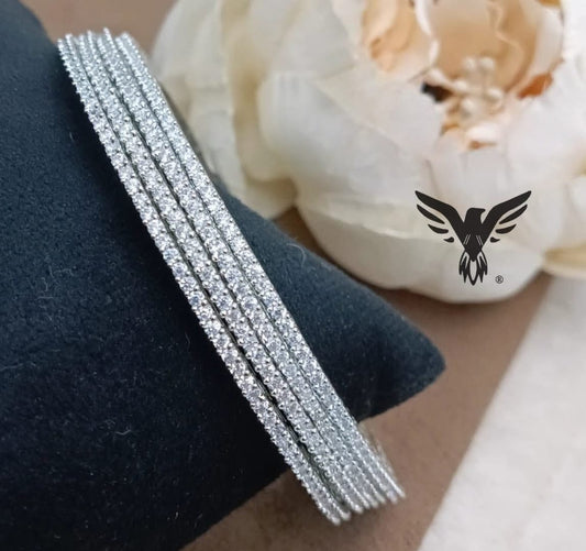 SLEEK FOUR PAIR BANGLES IN CZ  STYLISH  FOR WOMEN