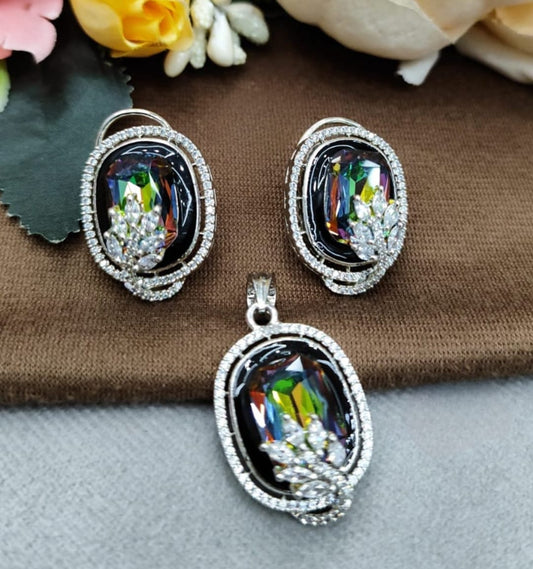 MULTI SHINE CZ STONE WITH SILVER POLISH