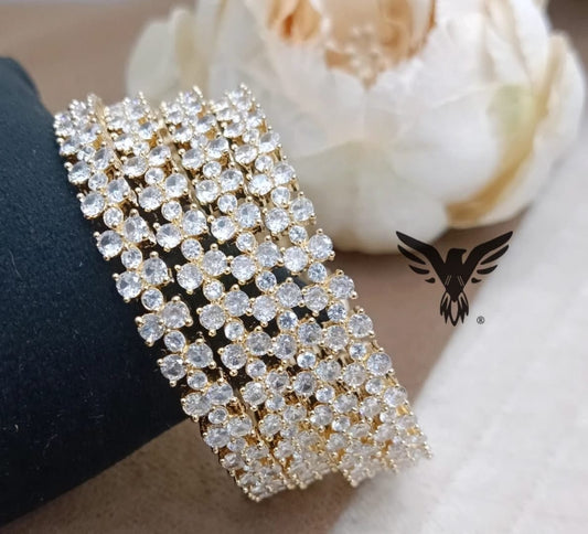 GOLD POLISH BANGLES FOR WOMEN WITH CZ STONE