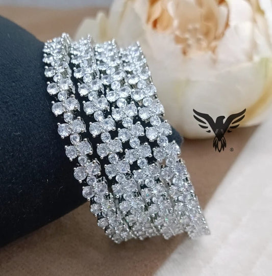 AD BANGLES WITH SILVER POLISH AND CZ STONE