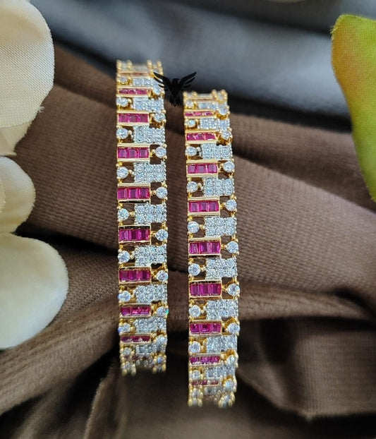 MICRO PLATING WITH PINK CZ STONE BANGLES FOR WOMEN