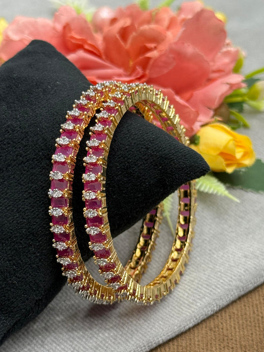 CHANNEL SETTING GOLD  PLATED BANGLES FOR WOMEN