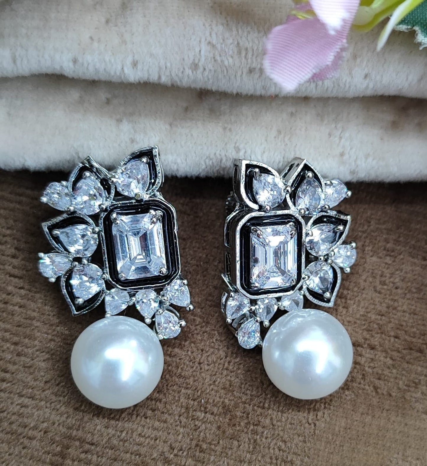 Crystal & Pearl Stud for women and girls