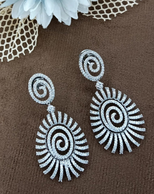 Silver Spiral Sunburst Earrings for women and girl