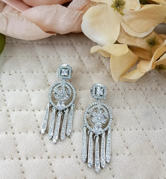 Silver Crystal Chandelier Earrings for women and girl