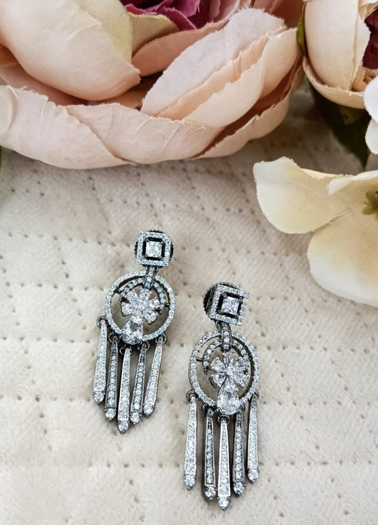 Black & Silver Crystal Chandelier Earrings