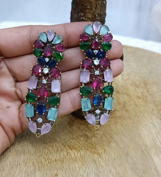 Multicolor Gemstone Statement Earrings for women