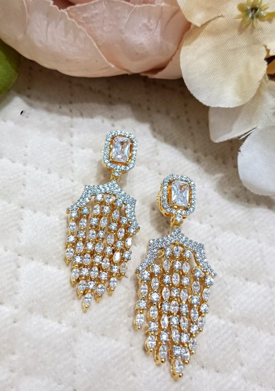 Gold & Crystal Waterfall Drop Earrings