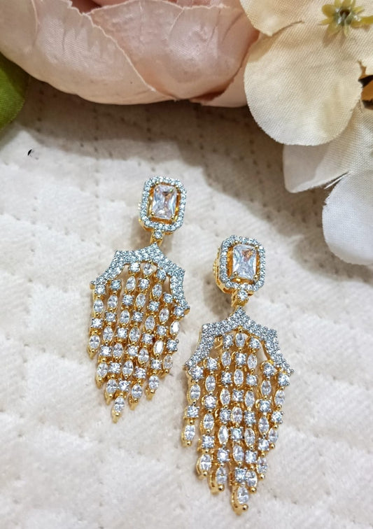 Gold & Crystal Waterfall Drop Earrings
