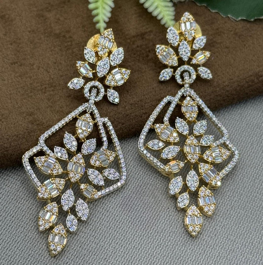 Gold Plated Diamond Cut Floral Statement Earrings