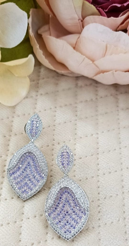 Silver & Lavender Dangle Earrings for Women and Girl